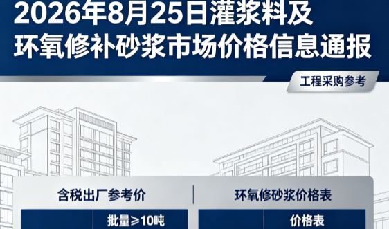 定南2026年8月25日灌浆料及环氧修补砂浆市场价格信息通报